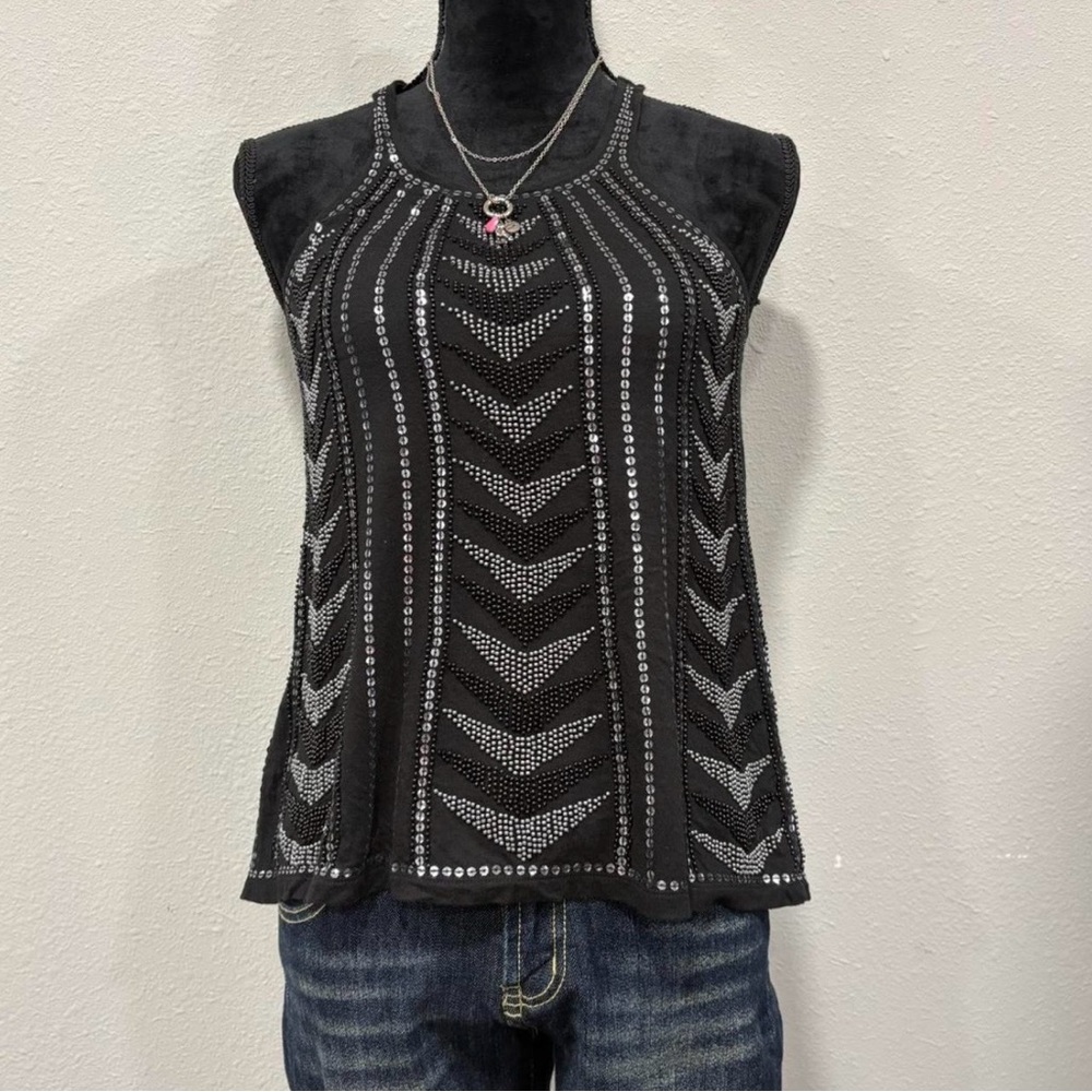 Express Black Studded Chevron-Panel Tank